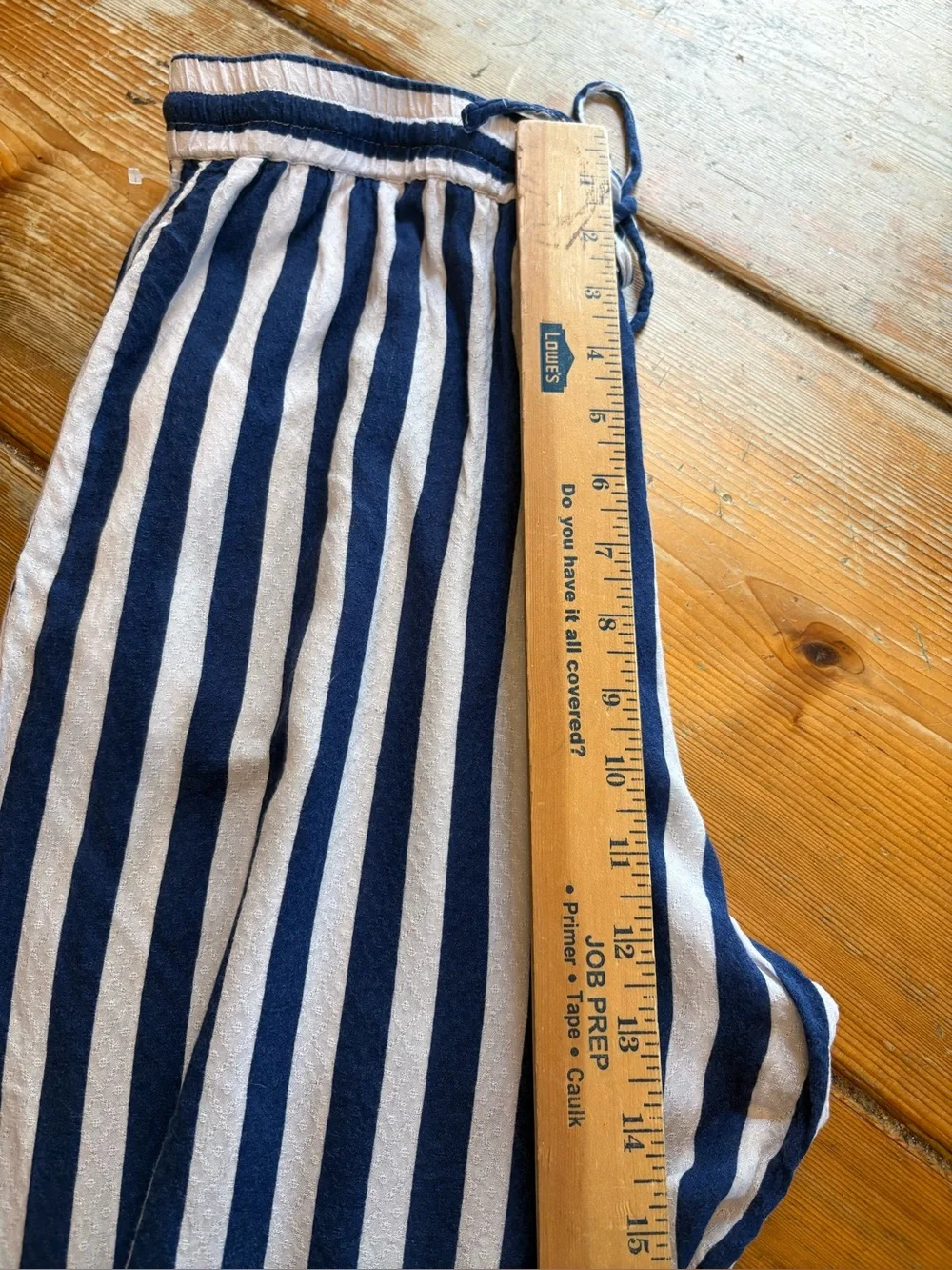 Free People Striped Wide Leg Pants XS Navy White Drawstring Coastal